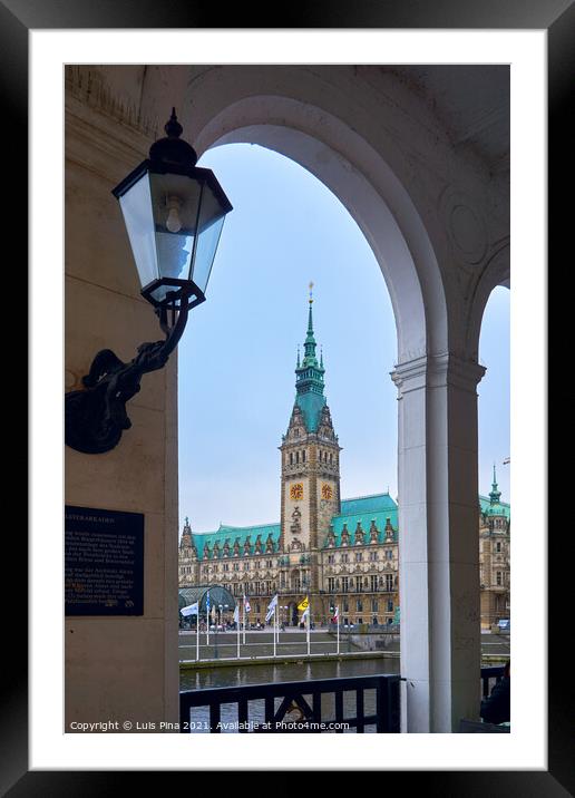 Hamburg City Hall Rathaus on a cloudy day Framed Mounted Print by Luis Pina