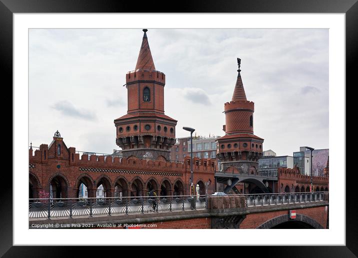 Oberbaum Bridge in Berlin on a cloudy day, in Germany Framed Mounted Print by Luis Pina