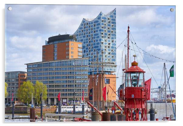 Elbphilharmonie concert hall in Hamburg with the boats marina on the front Acrylic by Luis Pina