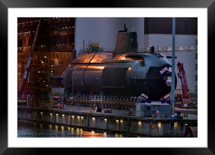 Anson the fifth of seven Astute-class attack submarines Framed Mounted Print by Russell Finney