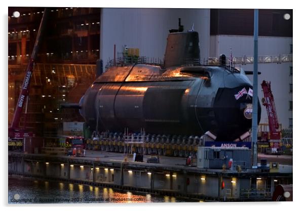 Anson the fifth of seven Astute-class attack submarines Acrylic by Russell Finney