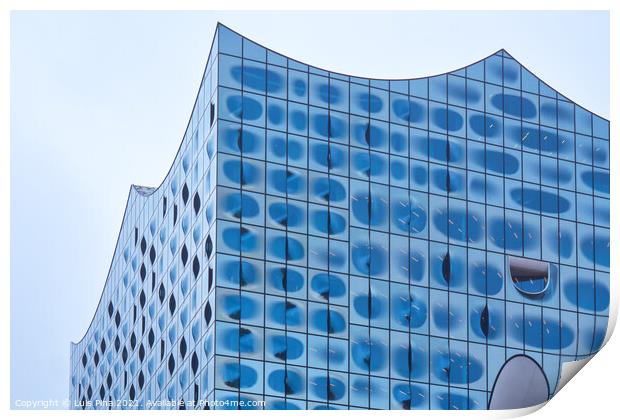 Detail of the top part of the Elbphilharmonie concert hall in Hamburg Print by Luis Pina