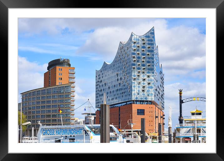 Elbphilharmonie concert hall in Hamburg with the boats marina on the front Framed Mounted Print by Luis Pina
