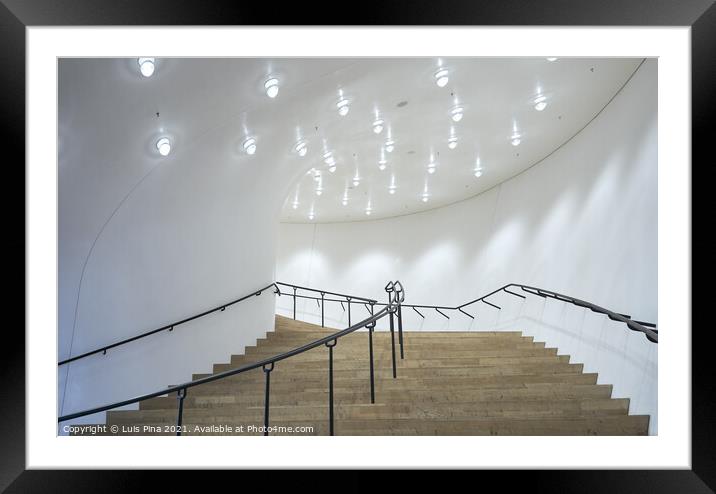 Inside staircase at the Elbphilharmonie concert hall Framed Mounted Print by Luis Pina