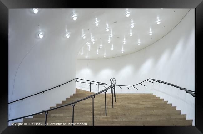 Inside staircase at the Elbphilharmonie concert hall Framed Print by Luis Pina