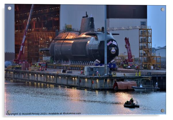 Anson the fifth of seven Astute-class attack submarines  Acrylic by Russell Finney