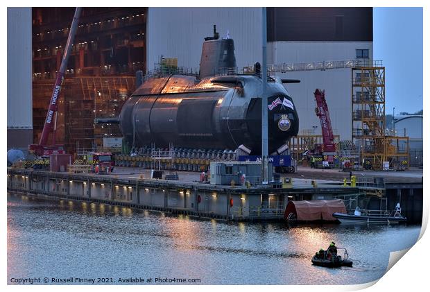 Anson the fifth of seven Astute-class attack submarines  Print by Russell Finney