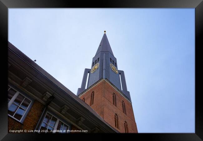 Church of St. Jacobi in Hamburg on a cloudy day Framed Print by Luis Pina