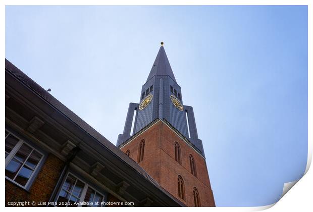 Church of St. Jacobi in Hamburg on a cloudy day Print by Luis Pina
