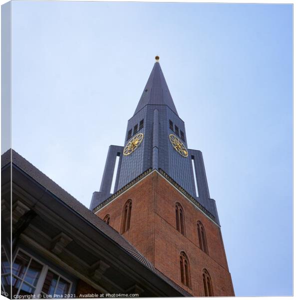 Church of St. Jacobi in Hamburg on a cloudy day Canvas Print by Luis Pina