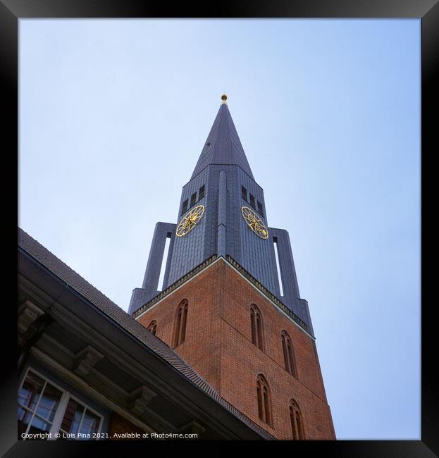 Church of St. Jacobi in Hamburg on a cloudy day Framed Print by Luis Pina