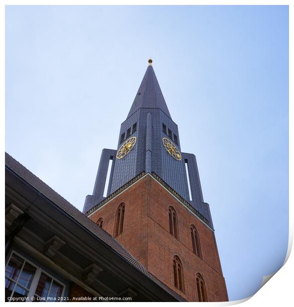 Church of St. Jacobi in Hamburg on a cloudy day Print by Luis Pina