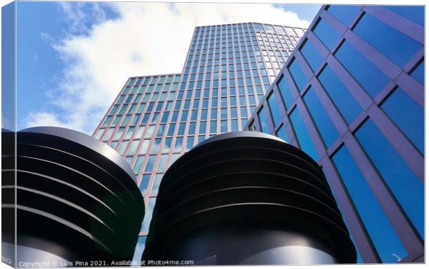 View from the street of the top of the buildings in St. Pauli Canvas Print by Luis Pina