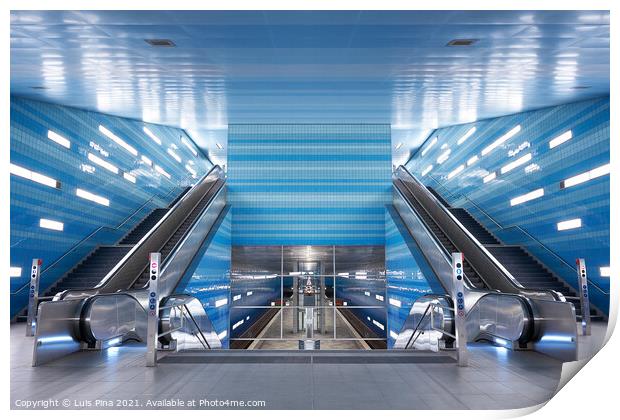 Amazing Subway station at University on the Speicherstadt area in Hamburg Print by Luis Pina
