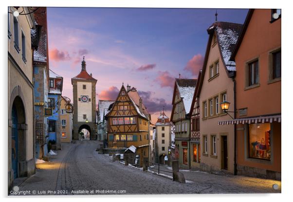 Rothenburg ob der Tauber view of traditional medieval houses at sunset, in Germany Acrylic by Luis Pina