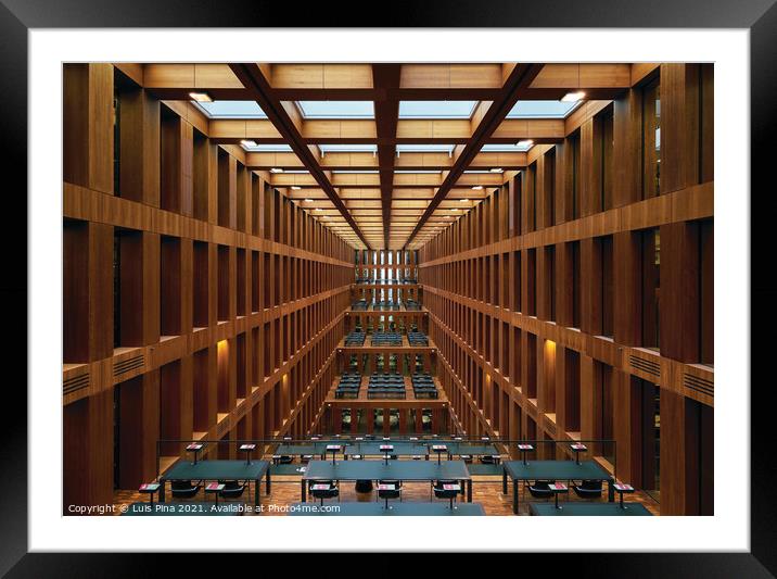 Inside the University Library of Humboldt Universität of Berlin Framed Mounted Print by Luis Pina