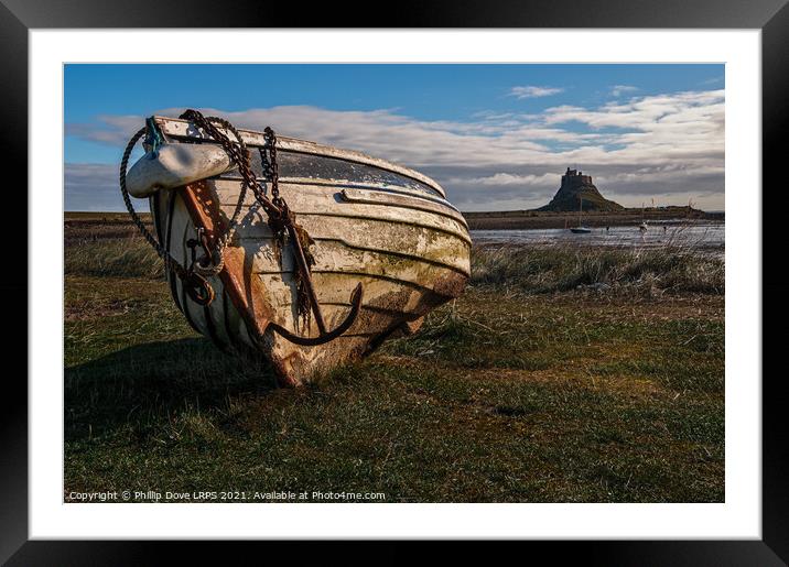 Fishing Coble on the shore at Holy Island Framed Mounted Print by Phillip Dove LRPS