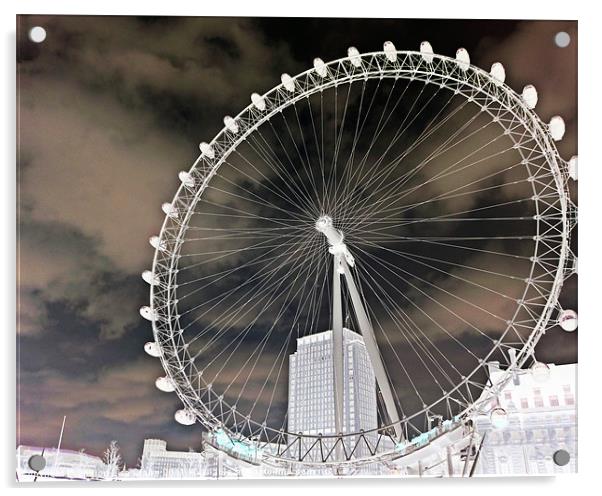 London Eye in negative Acrylic by Sharon Lisa Clarke