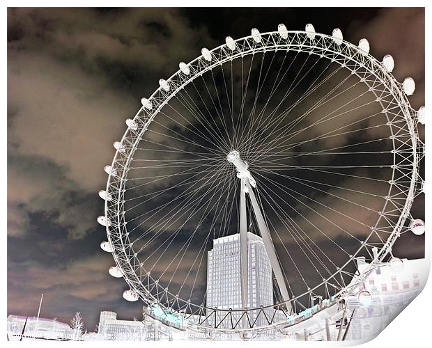 London Eye in negative Print by Sharon Lisa Clarke