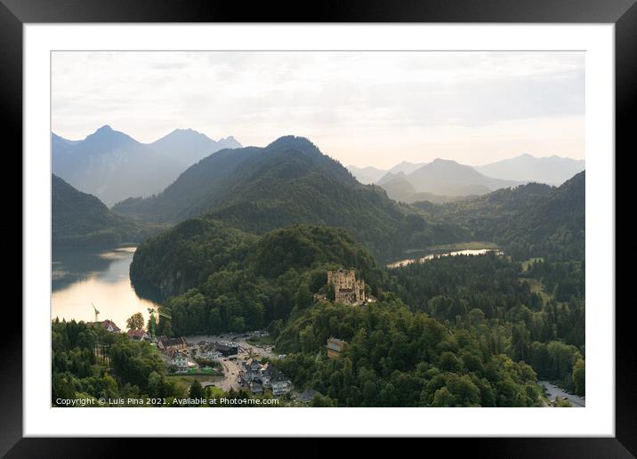 View of the Hohenschwangau Castle, Schwansee and Alpsee Lakes from Neuschwanstein Castle in Fuessen Framed Mounted Print by Luis Pina