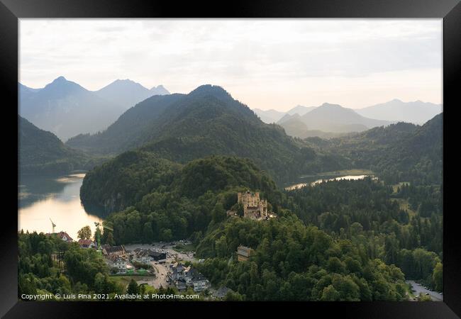 View of the Hohenschwangau Castle, Schwansee and Alpsee Lakes from Neuschwanstein Castle in Fuessen Framed Print by Luis Pina