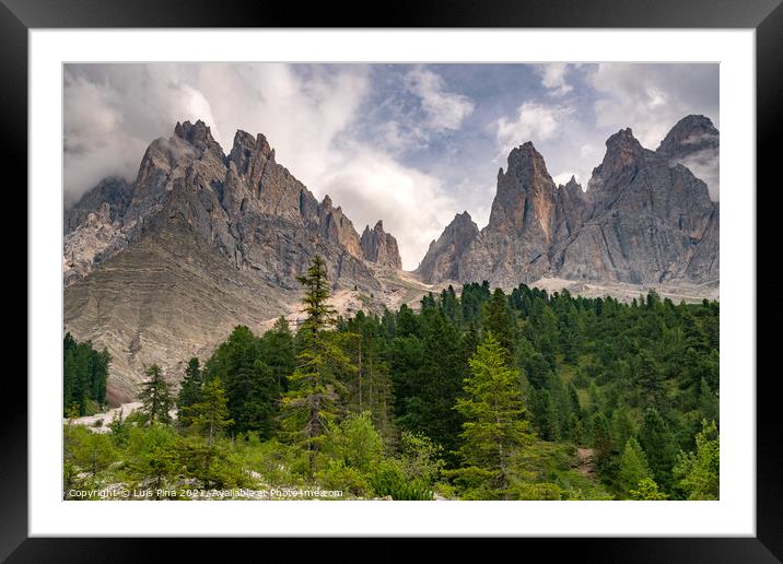Santa Magdalena St Maddalena Val di Funes in Dolomites Italian Alps with Furchetta mountain peak Framed Mounted Print by Luis Pina