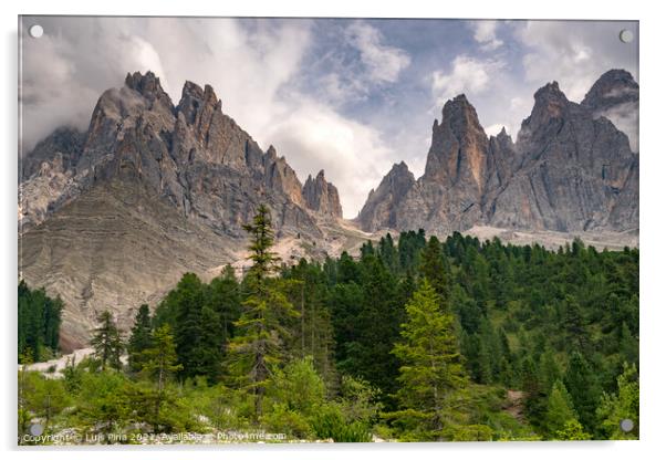 Santa Magdalena St Maddalena Val di Funes in Dolomites Italian Alps with Furchetta mountain peak Acrylic by Luis Pina