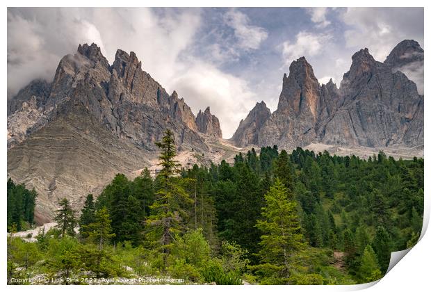 Santa Magdalena St Maddalena Val di Funes in Dolomites Italian Alps with Furchetta mountain peak Print by Luis Pina
