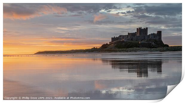 Bamburgh Castle Dawn Reflections Print by Phillip Dove LRPS