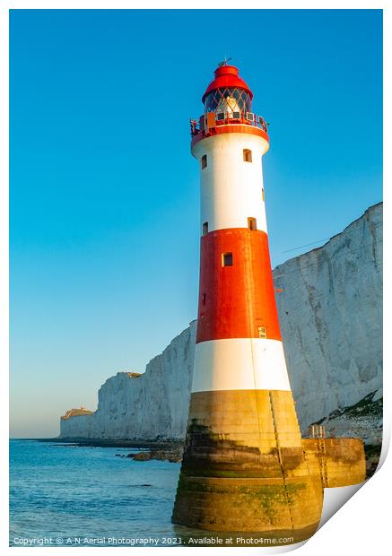 Beachy Head Lighthouse Print by A N Aerial Photography