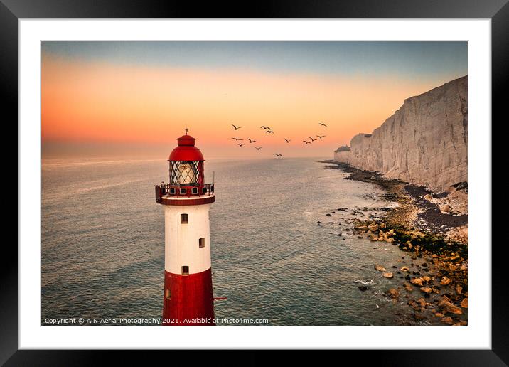 Beachy Head lighthouse at sunrise Framed Mounted Print by A N Aerial Photography