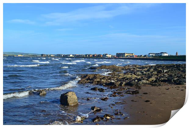 Prestwick and the seafront Print by Allan Durward Photography