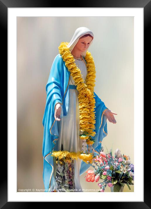 Virgin Mary Statue Framed Mounted Print by Raymond Evans