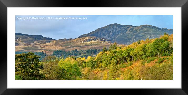 A view of Ben Vrackie in the Autumn Framed Mounted Print by Navin Mistry