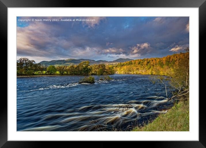 River Tummel and Autumn Colours, near Pitlochry, Perthshire Framed Mounted Print by Navin Mistry