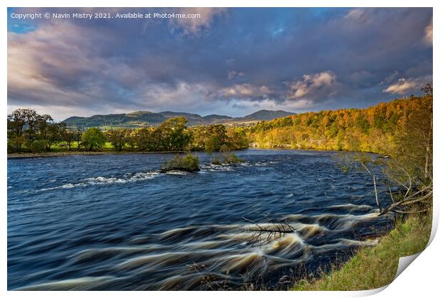 River Tummel and Autumn Colours, near Pitlochry, Perthshire Print by Navin Mistry