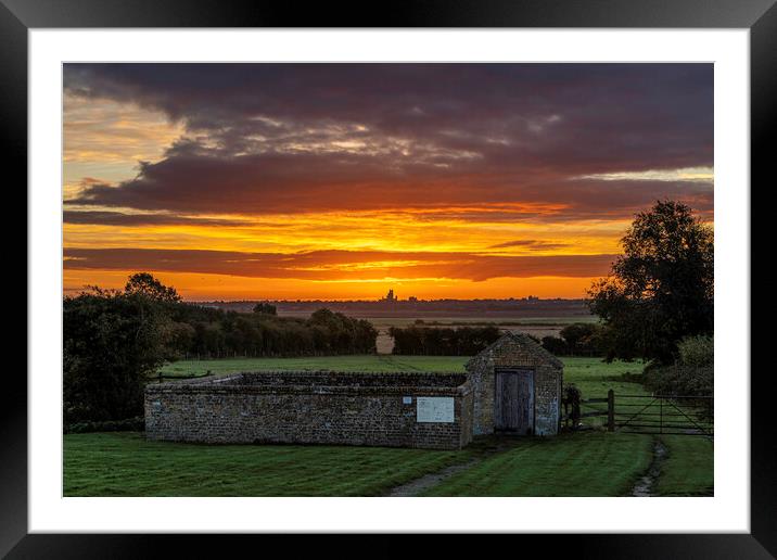 Sunrise over Ely, as seen from Coveney, 22nd October 2021 Framed Mounted Print by Andrew Sharpe
