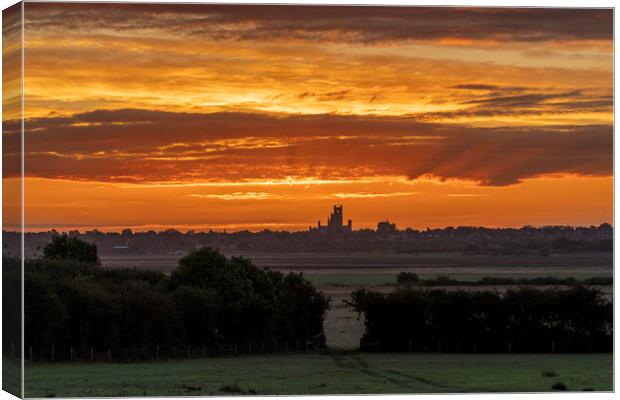 Sunrise over Ely, as seen from Coveney, 22nd Octob Canvas Print by Andrew Sharpe