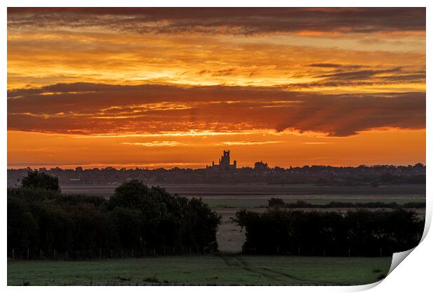 Sunrise over Ely, as seen from Coveney, 22nd Octob Print by Andrew Sharpe
