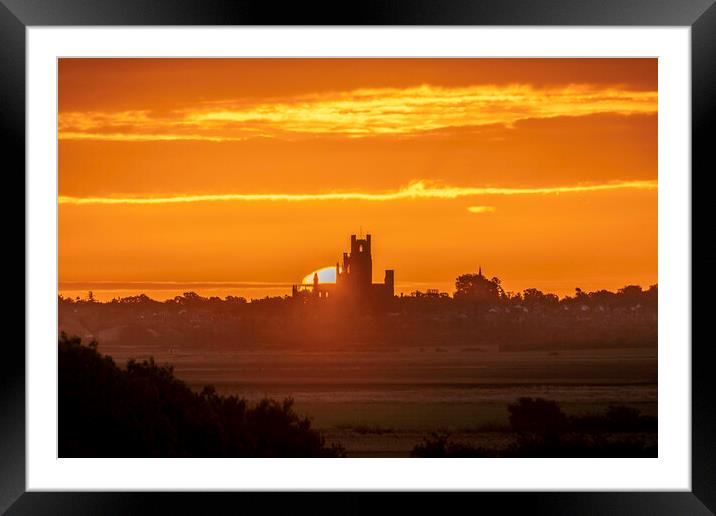 Sunrise over Ely, as seen from Coveney, 22nd October 2021 Framed Mounted Print by Andrew Sharpe