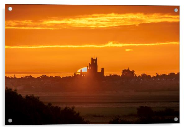Sunrise over Ely, as seen from Coveney, 22nd October 2021 Acrylic by Andrew Sharpe