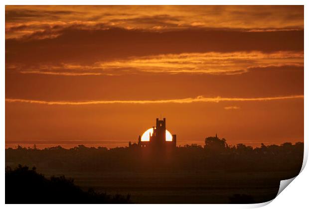 Sunrise over Ely, as seen from Coveney, 22nd October 2021 Print by Andrew Sharpe