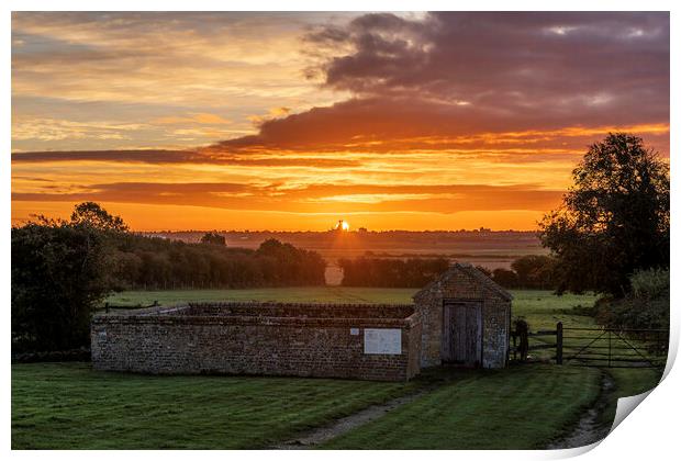 Sunrise over Ely, as seen from Coveney, 22nd October 2021 Print by Andrew Sharpe