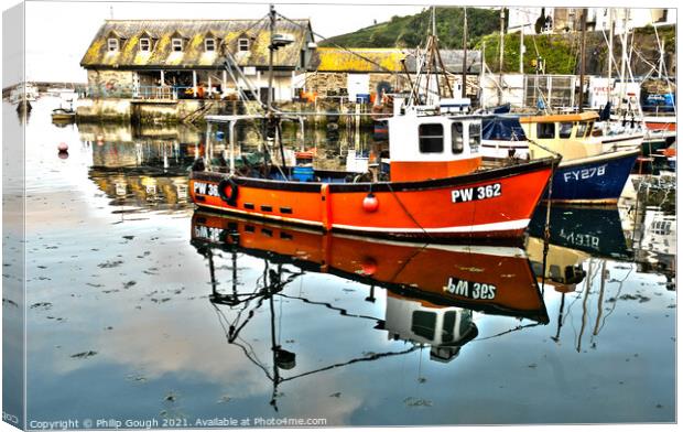 Reflective Boats in Harbour Canvas Print by Philip Gough