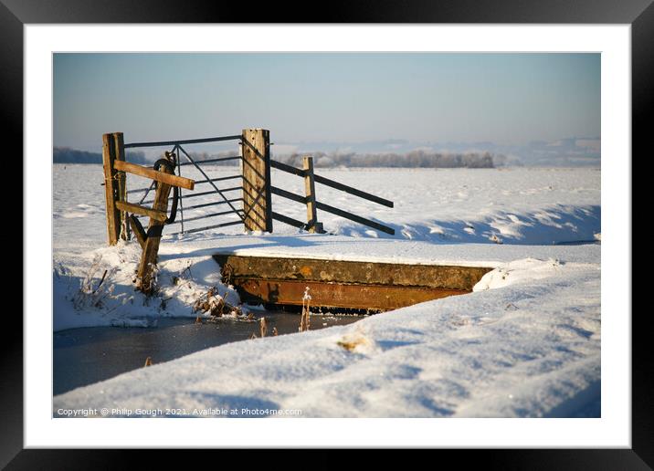 Frozen Somerset Levels Framed Mounted Print by Philip Gough