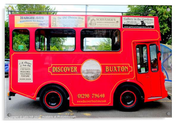 Tour bus, Buxton, Derbyshire. Acrylic by john hill