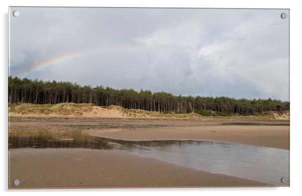 Rainbow over Newborough pinewood Acrylic by Jason Wells