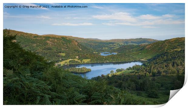 Grasmere and Rydal Water Lake District Print by Greg Marshall