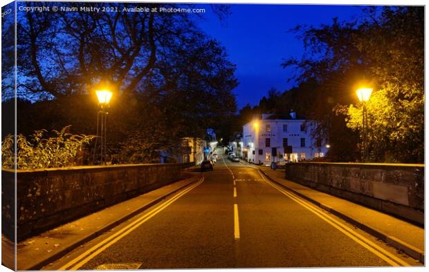 A view of Dunkeld Bridge at Dusk, Perthshire Canvas Print by Navin Mistry