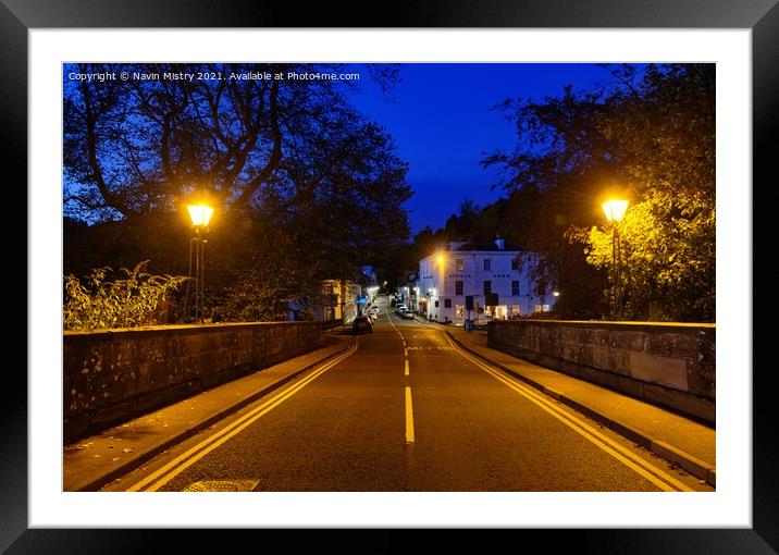 A view of Dunkeld Bridge at Dusk, Perthshire Framed Mounted Print by Navin Mistry